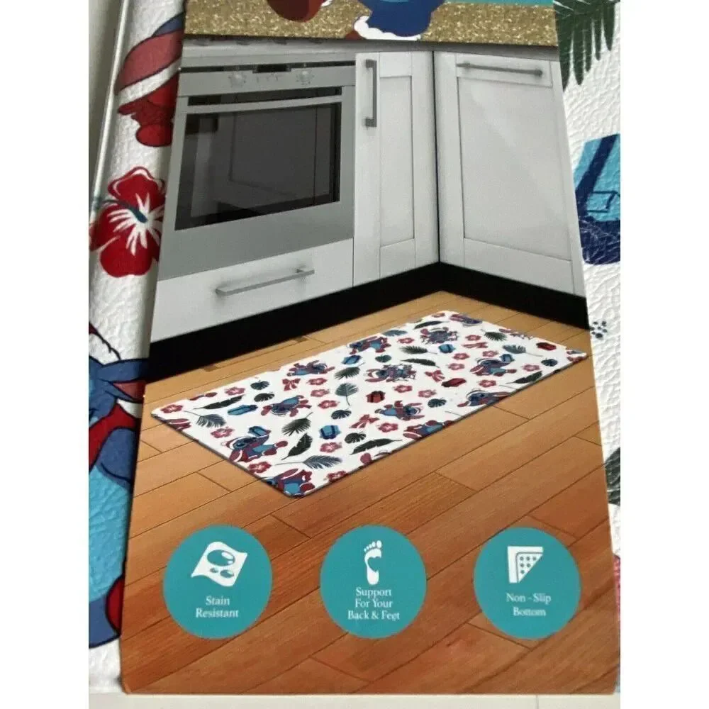 Disney Stitch Anti Fatigue Kitchen Mat 18 X 30”‎ Christmas Santa Hat Holiday NEW